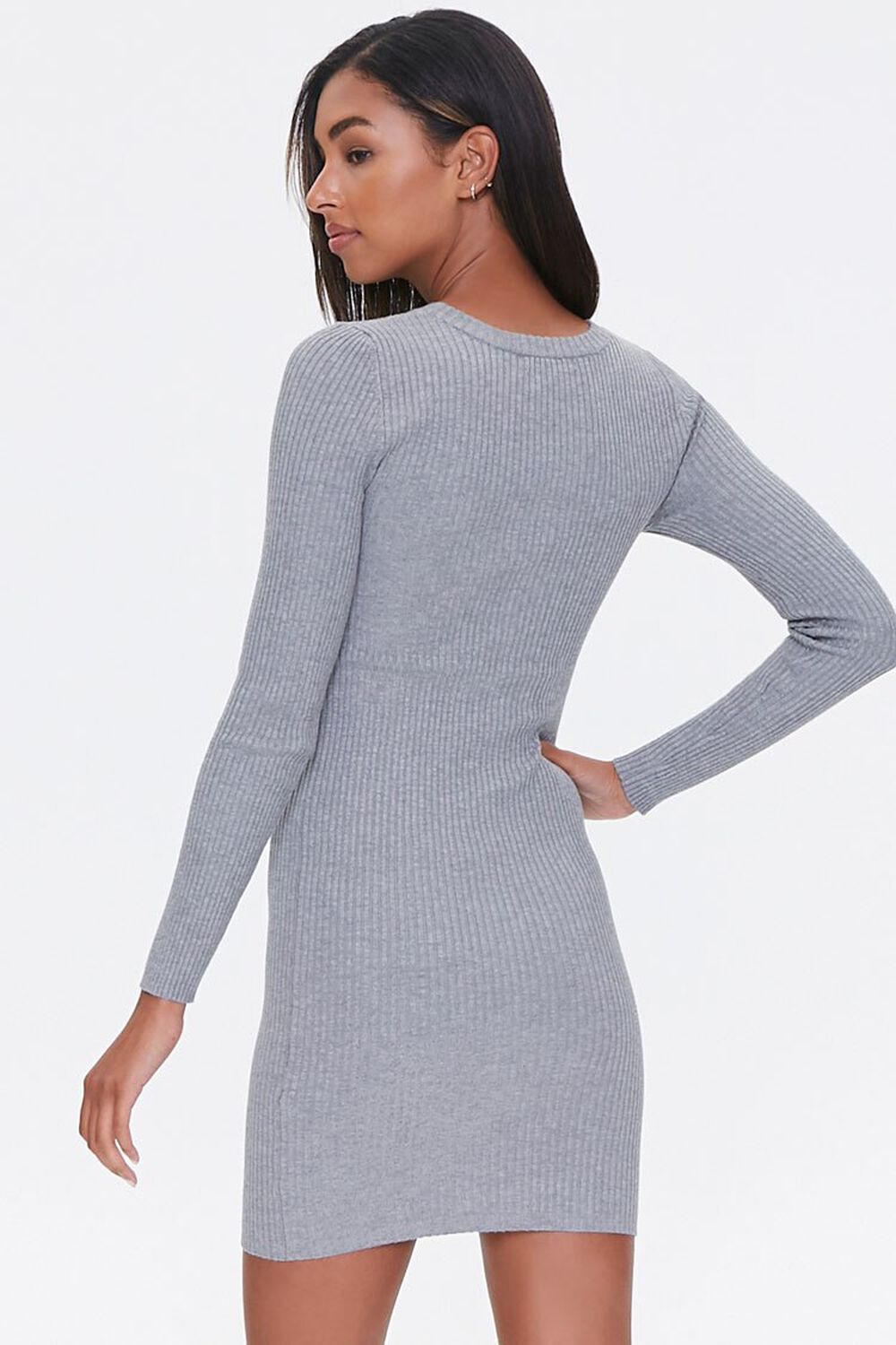 HEATHER GREY Sweater-Knit Mini Dress, image 3