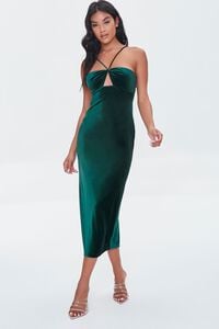 HUNTER GREEN Velour Cutout Midi Dress, image 4