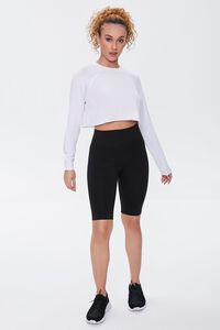 WHITE Active French Terry Crop Top, image 4