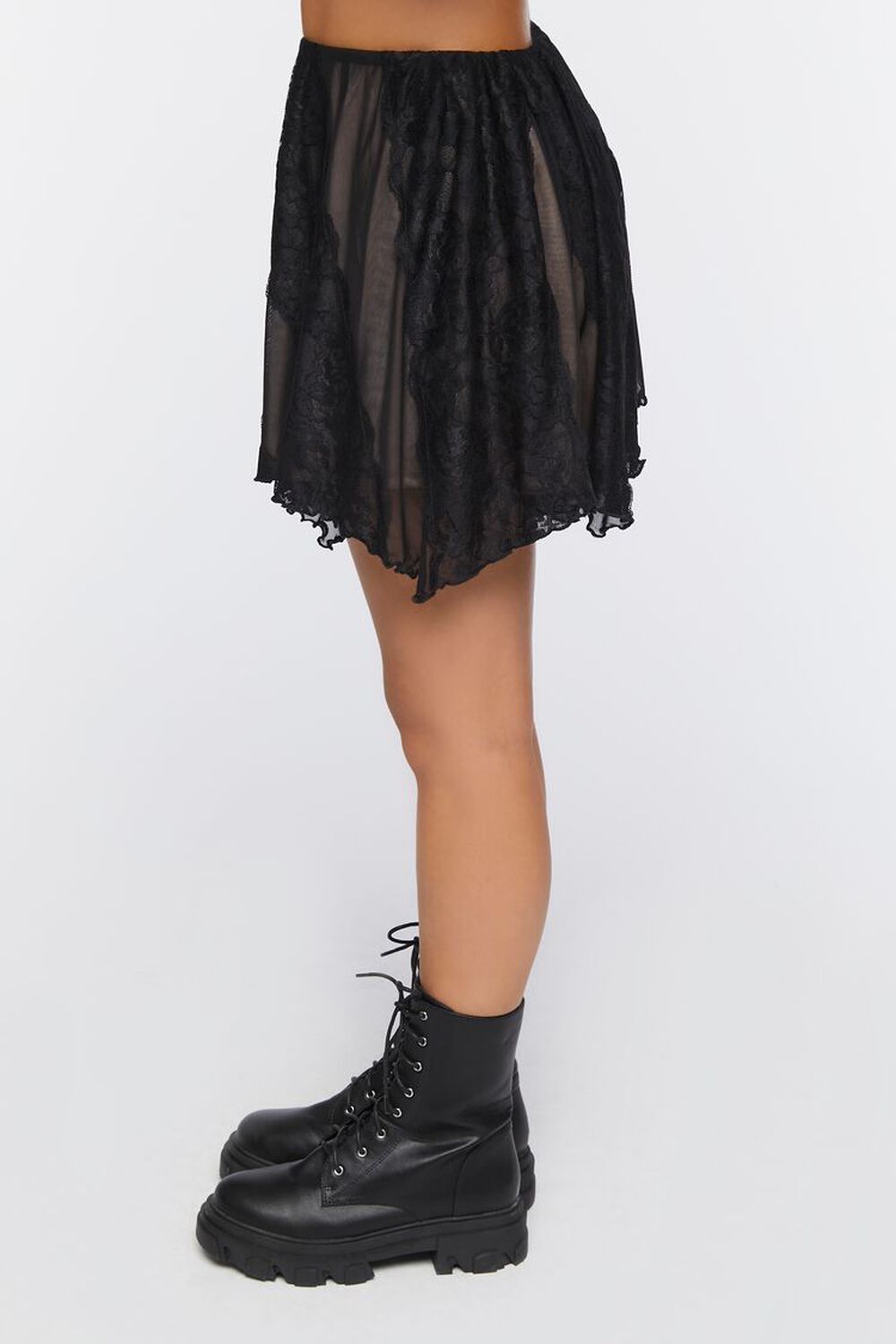 BLACK Mesh Handkerchief Mini Skirt, image 3