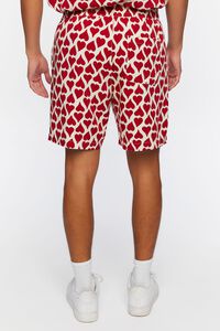 WHITE/RED Heart Print Drawstring Shorts, image 4