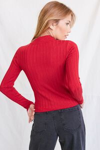 RED Ribbed Mock Neck Sweater, image 3