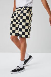 BLACK/KHAKI Checkered Pocket Shorts, image 3