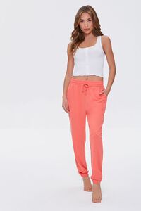 NEON CORAL French Terry Drawstring Joggers, image 1