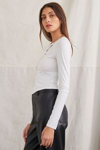 WHITE Asymmetrical Buttoned Top, image 2