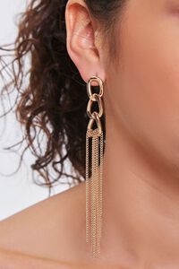 GOLD Chunky Curb Chain Drop Earrings, image 1