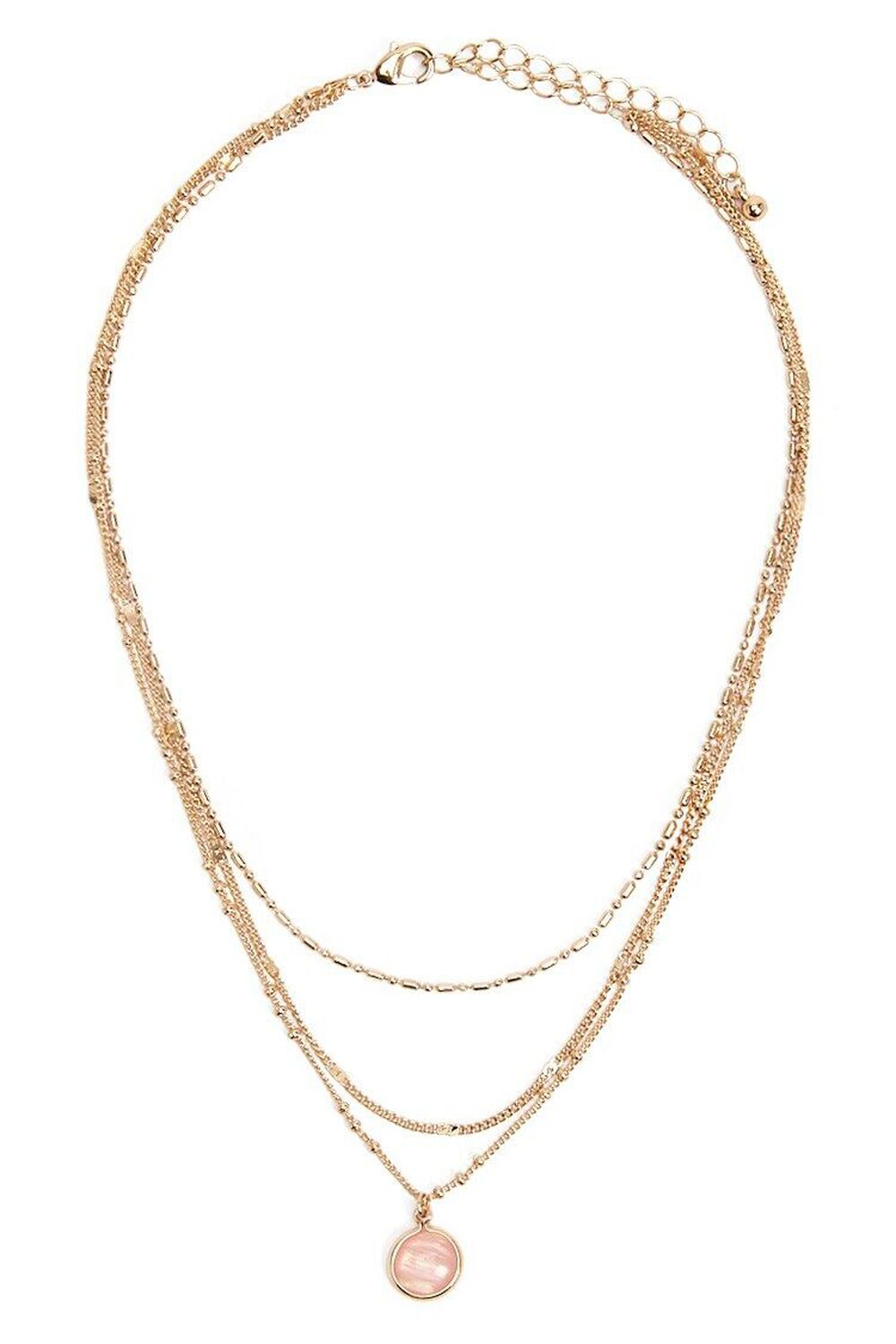 GOLD/PINK Layered Chain Necklace, image 2