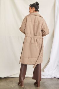 KHAKI Quilted Longline Wrap Coat, image 3