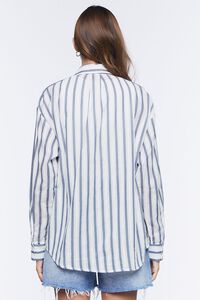 WHITE/NAVY Striped Curved-Hem Shirt, image 3