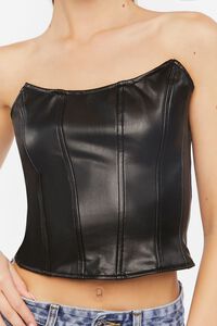 BLACK Faux Leather Bustier Top, image 5