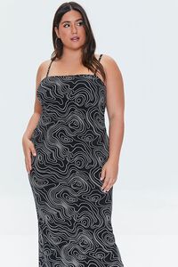 BLACK/WHITE Plus Size Abstract Spiral Print Maxi Dress, image 4