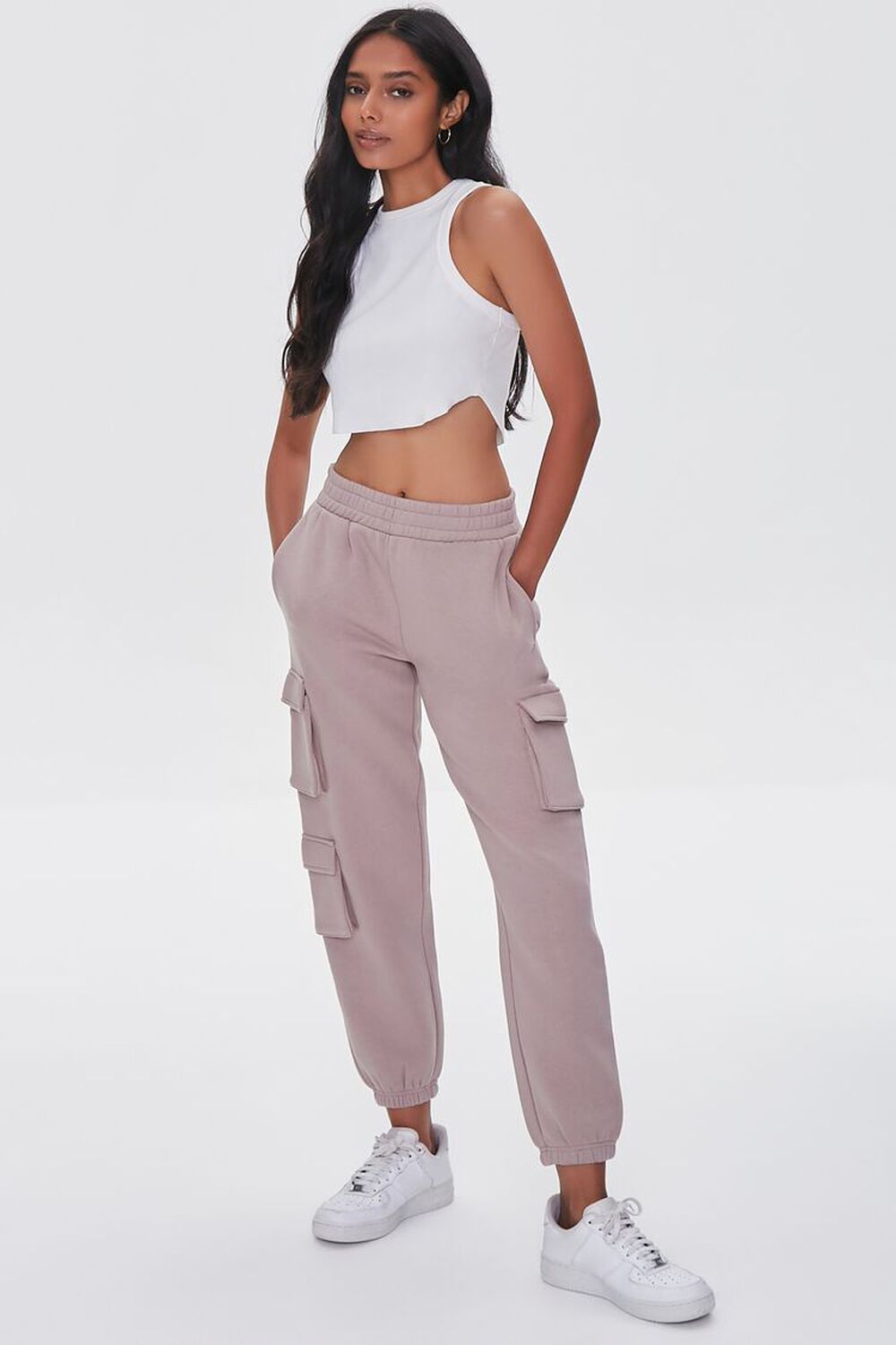 TAUPE French Terry Cargo Joggers, image 1