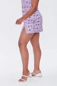LAVENDER/MULTI Plus Size Butterfly Print Mini Skirt, image 3
