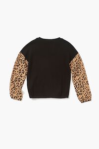 BLACK/TAN Girls Leopard-Sleeve Top (Kids), image 2