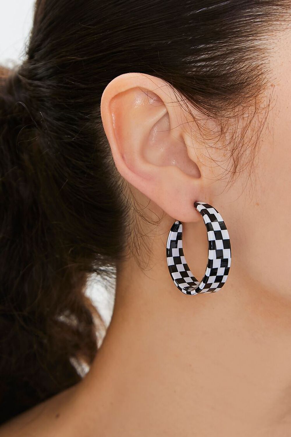 Checkered Hoop Earrings, image 1