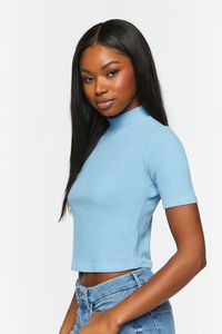 FAIENCE Ribbed Short-Sleeve Mock Neck Top, image 2
