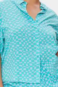 BLUE/SHERBERT Plus Size Wavy Checkered Shirt, image 5