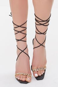 BLACK Curb Chain Lace-Up Stiletto Heels, image 4