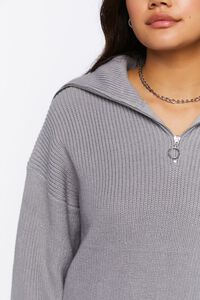 HEATHER GREY Ribbed Half-Zip Sweater, image 5