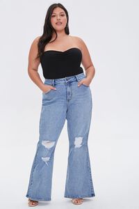 Plus Size Distressed Flare Jeans, image 5