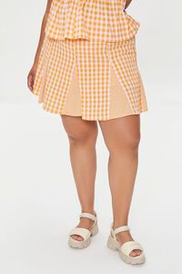 ORANGE/MULTI Plus Size Mixed Plaid Mini Skirt, image 2