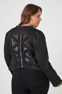 BLACK Plus Size Mesh Cropped Blazer, image 3