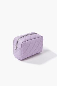 LAVENDER Quilted Faux Leather Makeup Bag, image 3