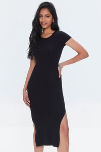 BLACK T-Shirt M-Slit Midi Dress, image 4