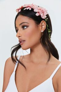 CORAL/MULTI Floral Crown Headwrap, image 1