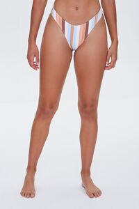 BLUE/RUST Striped High-Leg Bikini Bottoms, image 5