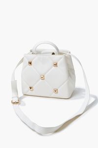 WHITE Studded Quilted Satchel, image 4