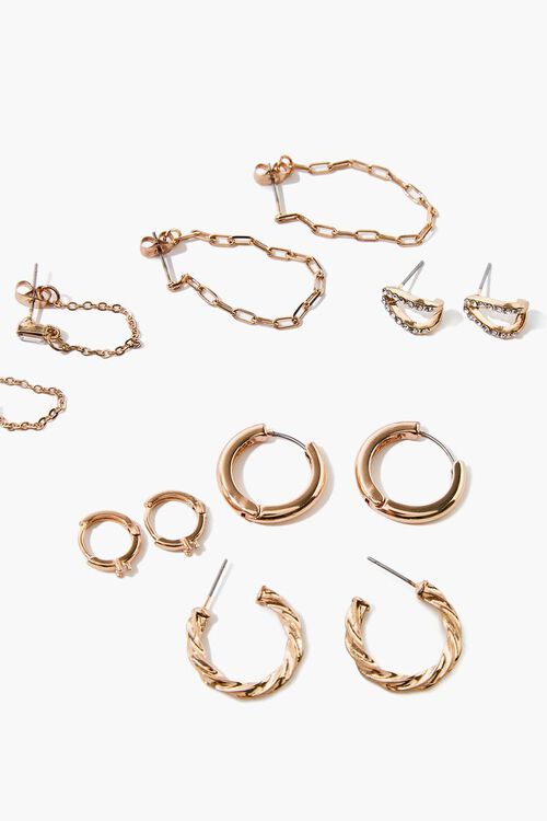 GOLD/CLEAR Variety Hoop Earring Set, image 2