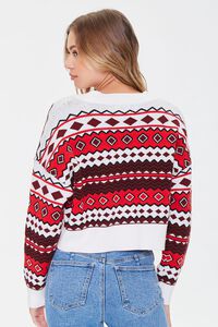 RED/MULTI Geo Pattern V-Neck Sweater, image 3