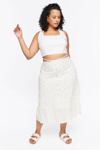 Plus Size Floral Print Shell Midi Skirt, image 5