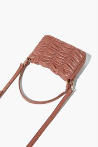 TAN Ruched Faux Leather Crossbody Bag, image 3