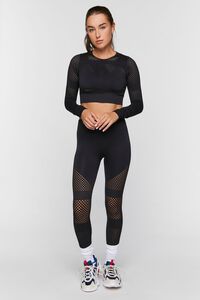 BLACK Active Seamless Netted Crop Top, image 4