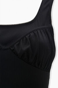 BLACK Shirred Rib Knit Crop Top, image 4