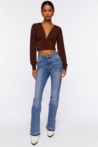CHOCOLATE Plunging Shirred Crop Top, image 4