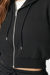 BLACK Basic Fleece Zip-Up Hoodie, image 6