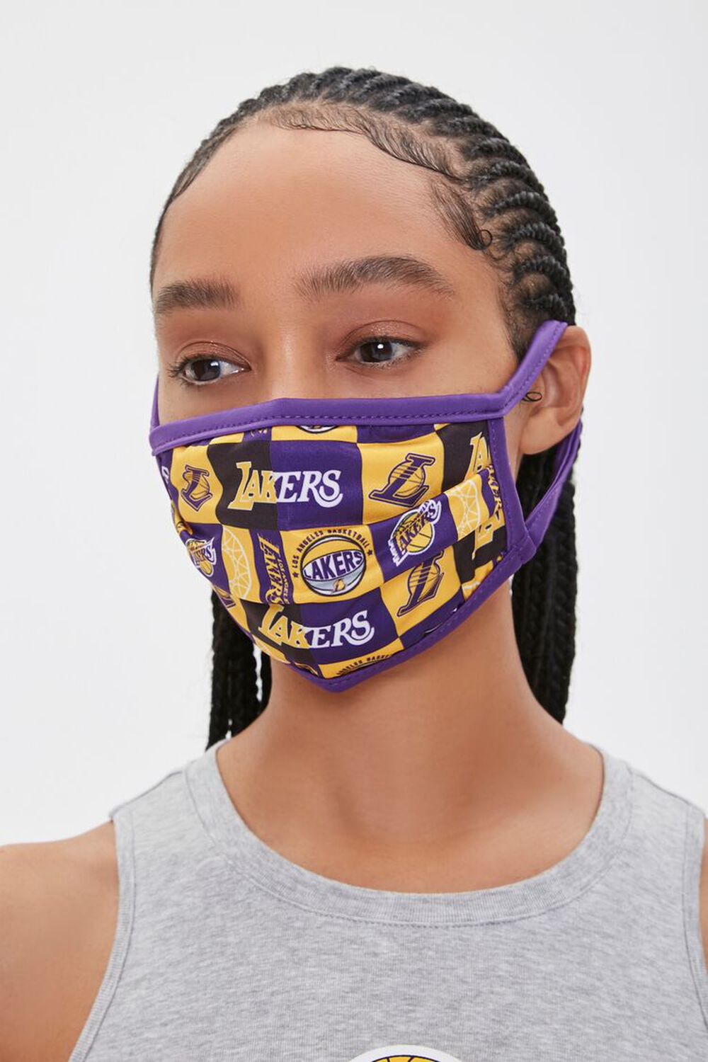 YELLOW/MULTI Lakers Print Face Mask, image 2