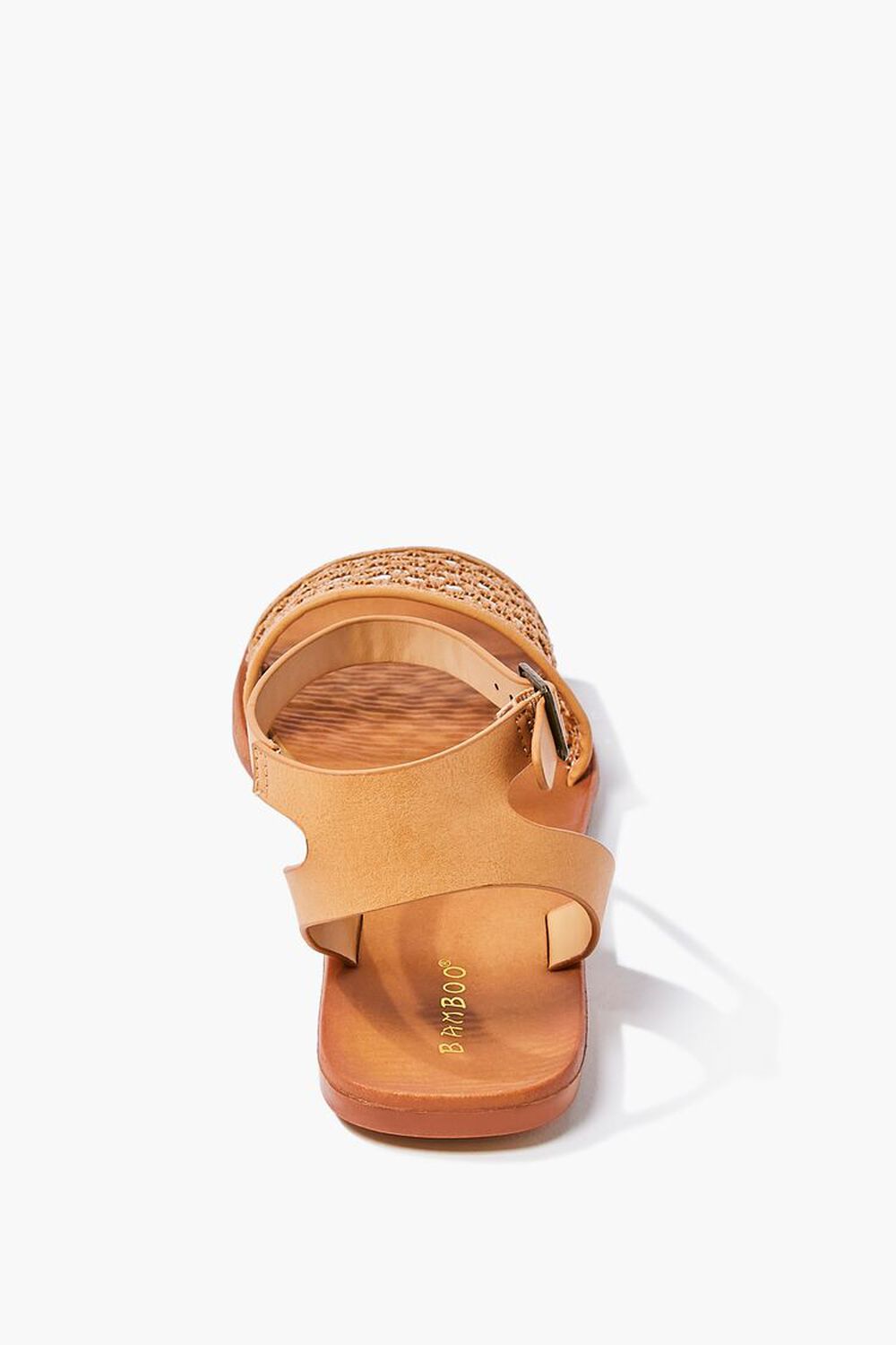 NATURAL Faux Leather Buckled Sandals, image 3