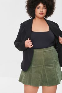 HUNTER GREEN Plus Size Velveteen A-Line Mini Skirt, image 1