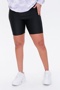BLACK Plus Size Knit Biker Shorts, image 2