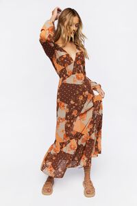 BROWN/MULTI Patchwork Print Maxi Dress, image 4