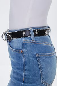 BLACK/SILVER Star Pendant Studded Hip Belt, image 2