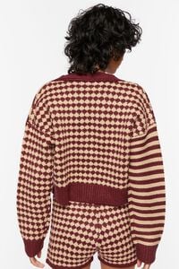 MERLOT/MULTI Mixed Print Cardigan Sweater, image 4