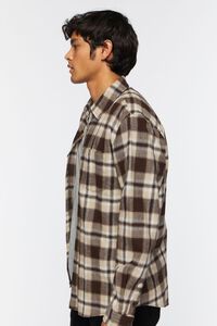BROWN/WHITE Plaid Long-Sleeve Flannel Shirt, image 2