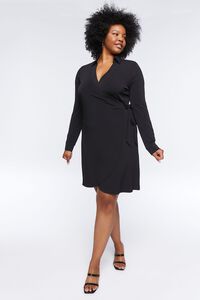 BLACK Plus Size Plunging Wrap Mini Dress, image 4