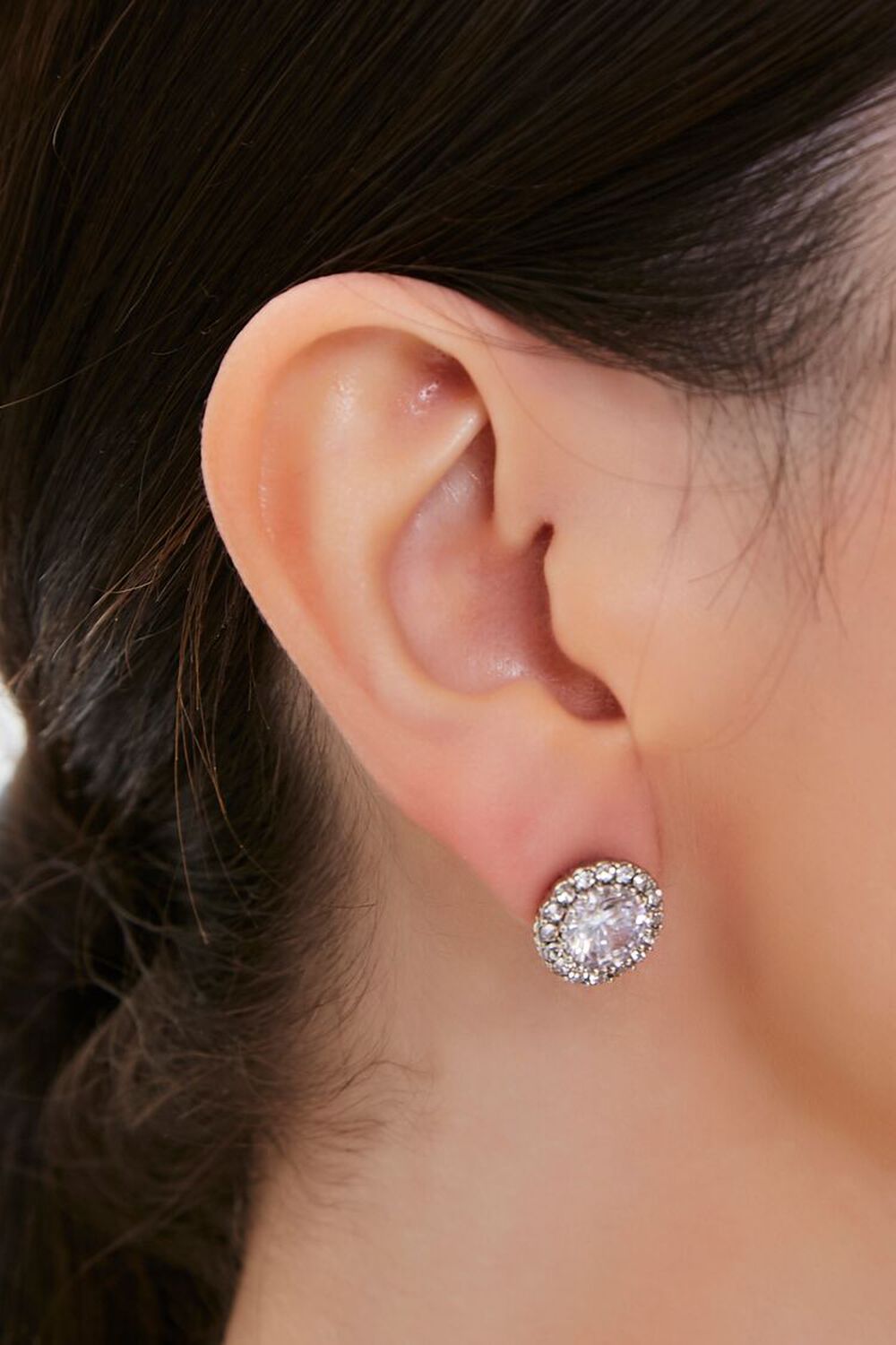 SILVER Rhinestone Stud Earrings, image 1