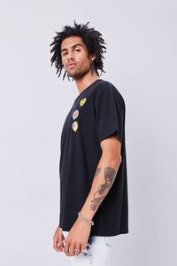 BLACK/MULTI Smiling Faces Embroidered Graphic Tee, image 3